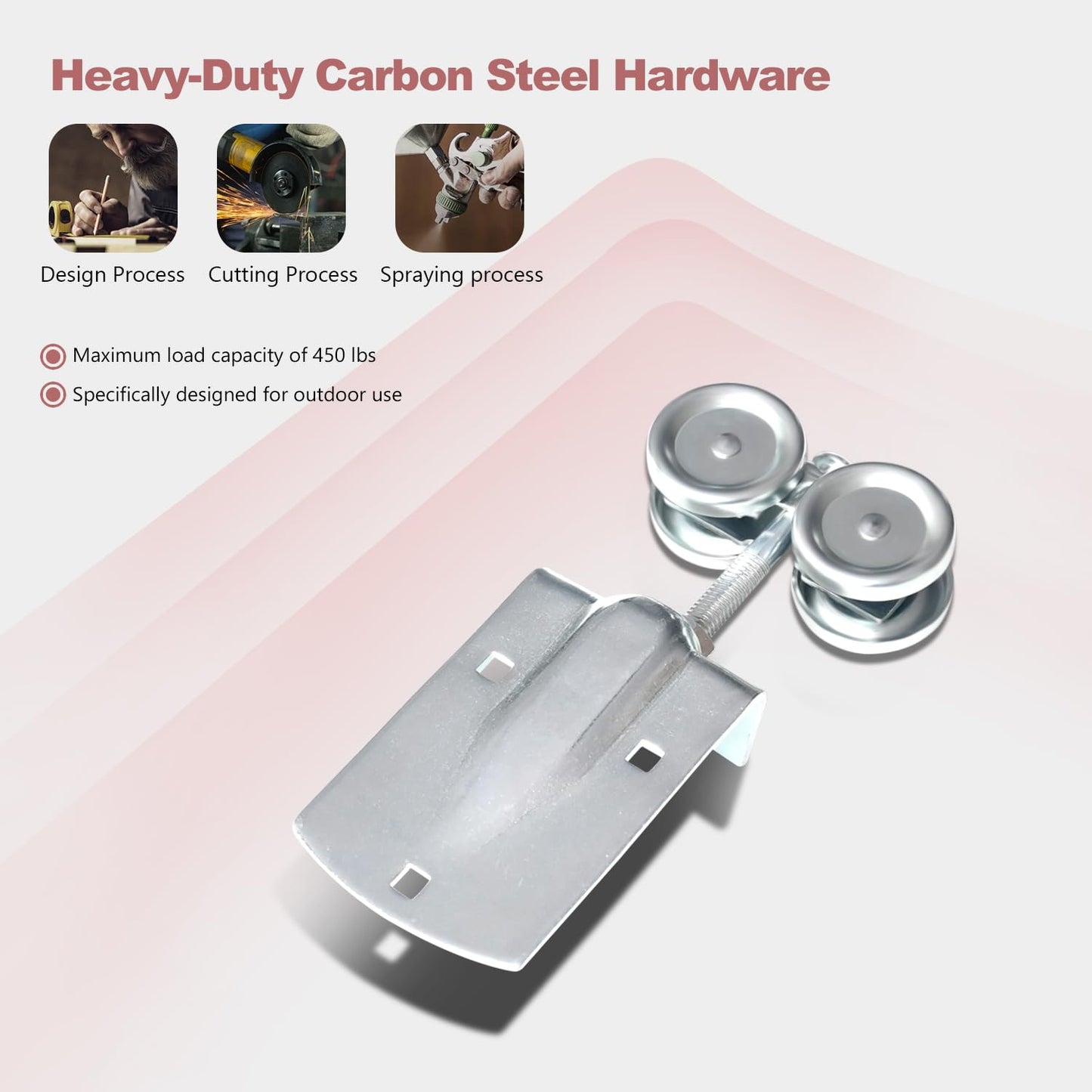 HARDJULAN 12FT Heavy Duty Galvanized Steel Exterior Sliding Barn Door Hardware Kit, 450 lbs Capacity,Kit for Outdoor,Fit MAX 2 X Door Width 72in
