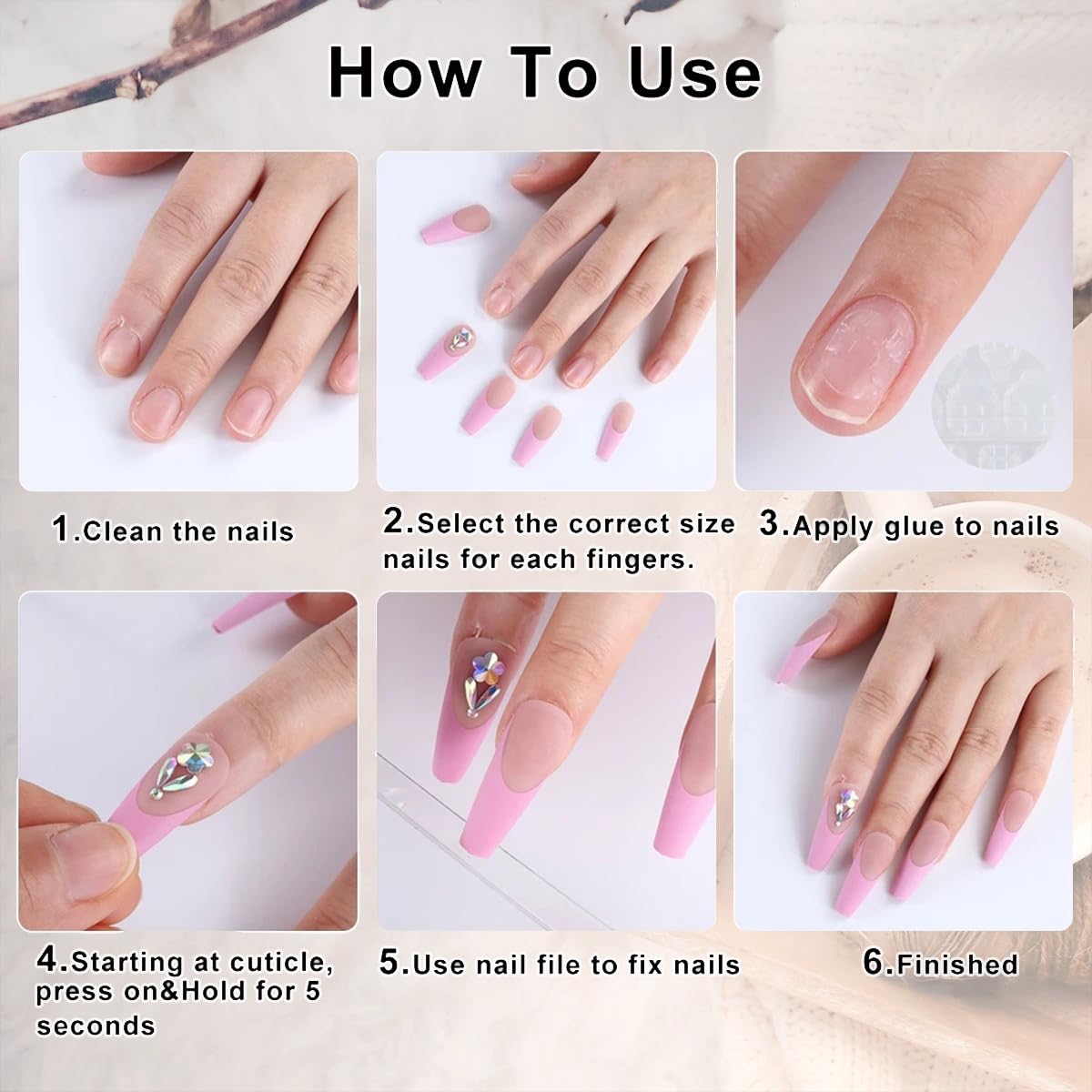24Pcs Valentine's Day French Tip Press on Nails Medium Coffin Bow Fake Nails with Red Rhinestones Design Nude Pink False Nails Full Cover Artificial Glue on Nails Valentines Stick on Nails for Women