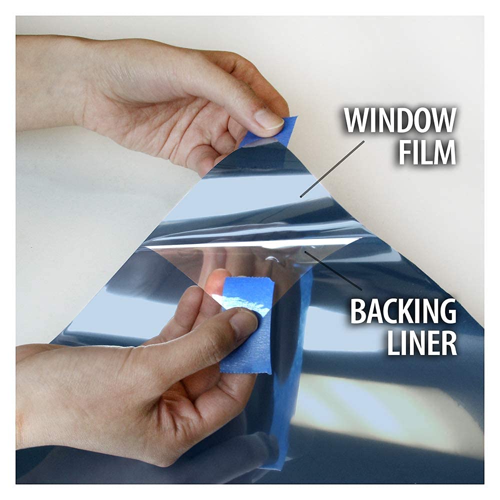 BDF PRBL Window Film Premium Color High Heat Control and Daytime Privacy Blue Outside, Silver Inside - 48in X 50ft