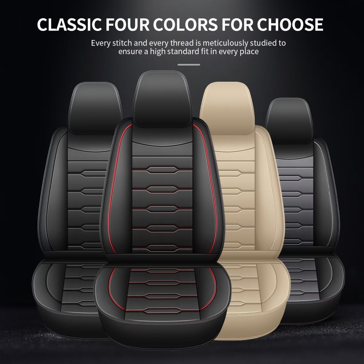 AOMSAZTO Leather Car Seat Cover Custom Fit for Volkswagen Jetta 2007-2026 Faux Leather Car Seat Protector Compatible Airbag Jetta Seat Covers Vehicle Cushion Covers Waterproof 2 Front Seat Black&Red