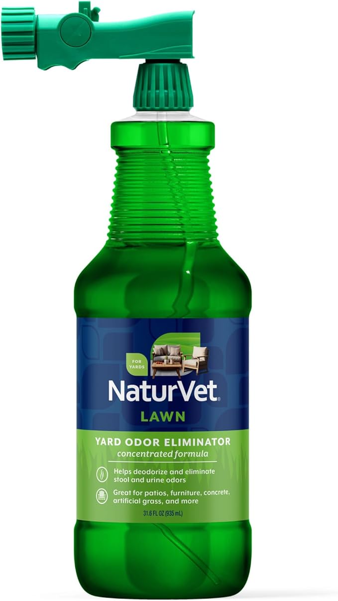 NaturVet â Yard Odor Eliminator â Eliminate Stool and Urine Odors from Lawn and Yard â Designed for Use on Grass, Plants, Patios, Gravel, Concrete & More â 31.6 oz Ready-to-Use with Nozzle