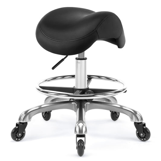 DR.LOMILOMI Ergonomic Saddle Stool, Adjustable Pneumatic Swivel Rolling Saddle Seat with Wheels for Hygienic, SPA, Salon, Home and Office, Haku 506 Series