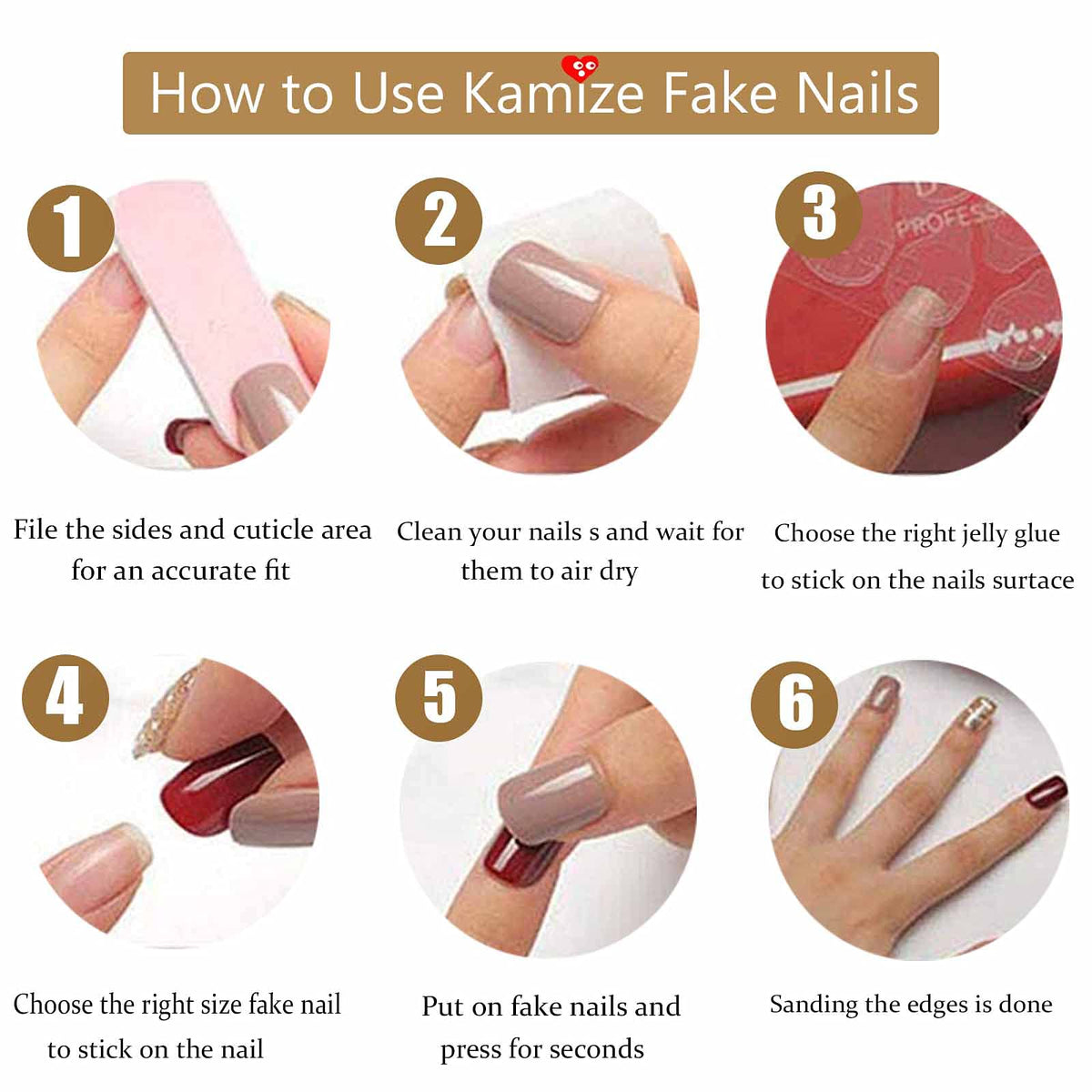 Kamize Almond Fake Nails Long Acrylic Press on Nails Gradient Full Cover False Nails Jelly for Women and Girls 24PCS