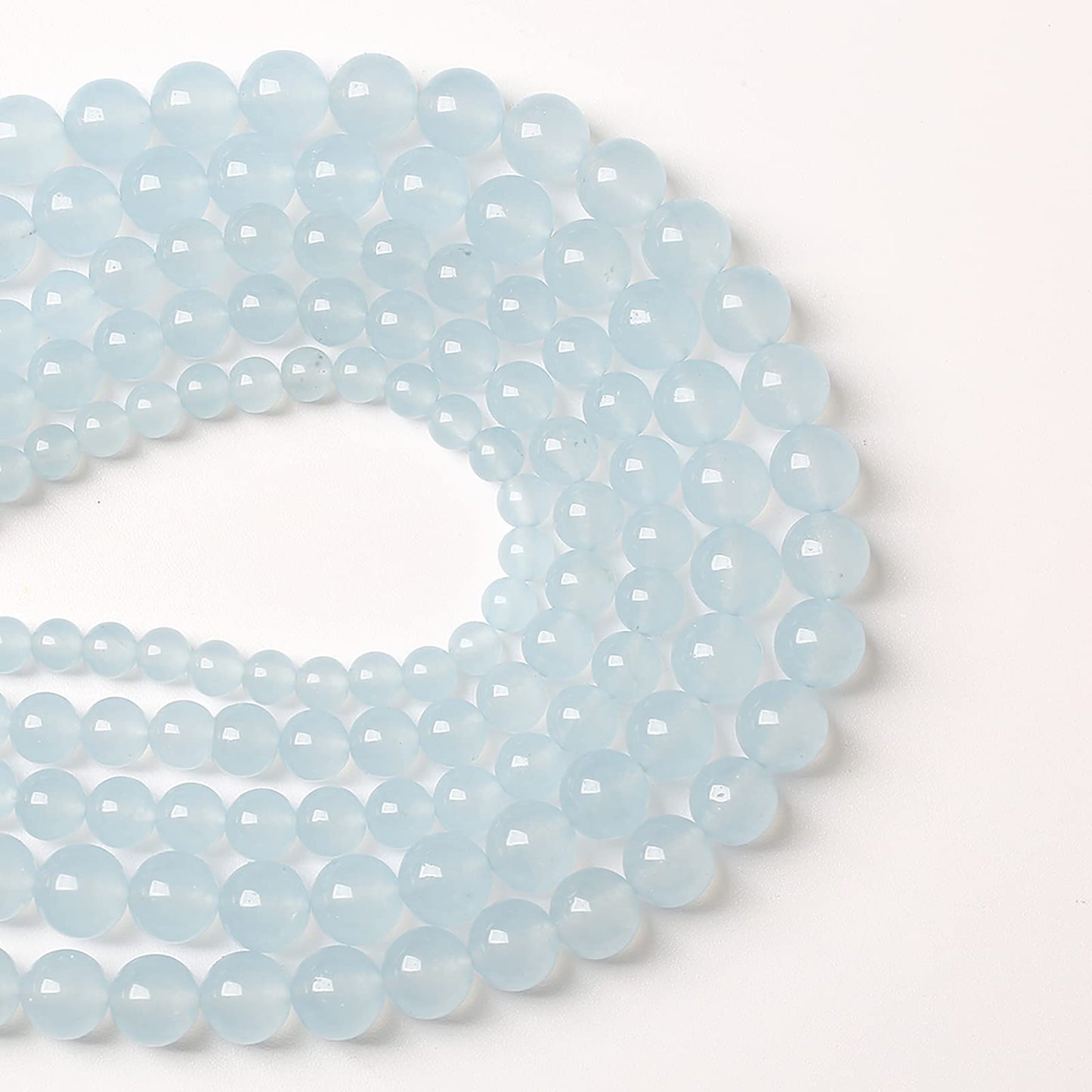 10mm 36pcs Natural Aquamarine Blue Jade Stone Beads for Jewelry Making DIY Bracelet Necklace Accessories Crystal Energy Healing Power Stone Beads(Aquamarine Blue Jade, 10mm)