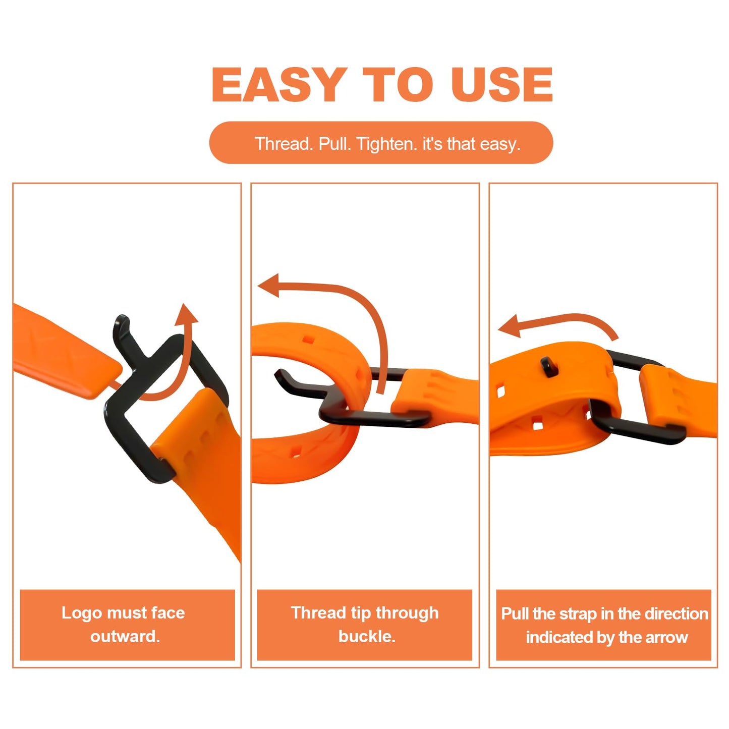 AMEDELE 4 Pack Lashing Straps with Buckles,Adjustable Utility Tension Straps,Simple Tie-Downs Straps for Securing Bike Moto Luggage,Garden Hoses,Skis,Wires and Cables,Orange,22""