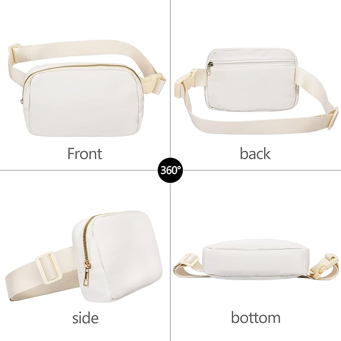 VOROLO Fanny Pack For Women And Men Crossbody Bag Belt Bag with Adjustable Strap Graduation Gifts Off white