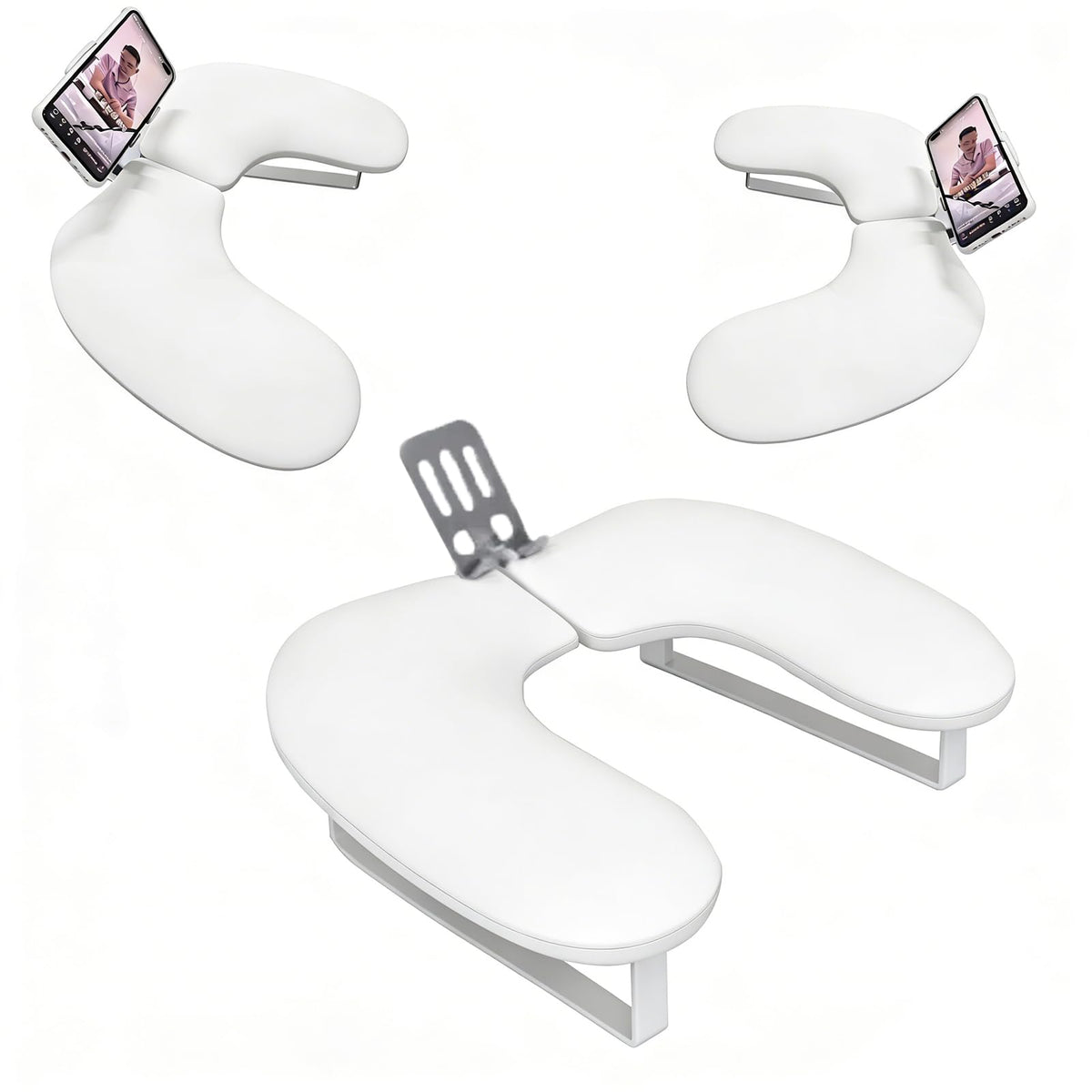 Arm Rest for Nails,U-shaped Manicure Nail Hand with phone holder Rest Pillow Cushion,Foldable PU Leather Nail Tech Arm Rest for Nails Tech,Foot Hand Rest (Beige)