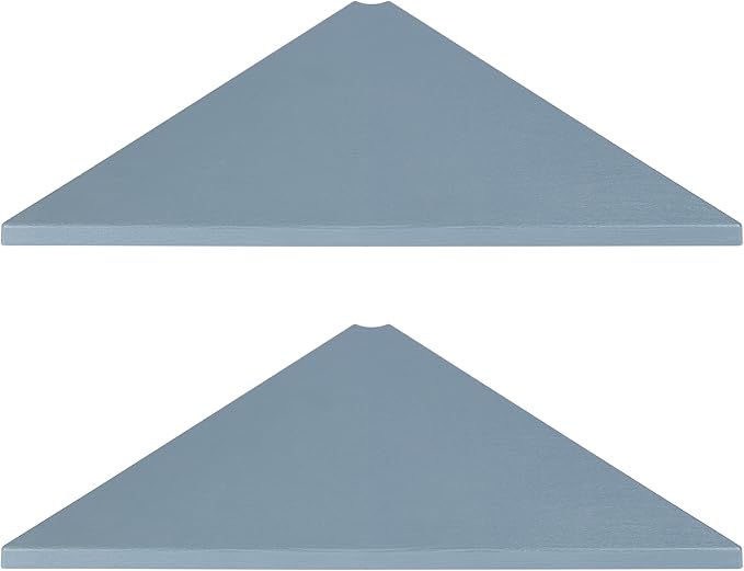 evron Corner Mounting Shelf Set of 2 â Easy to Install Floating Wall Shelves with Wood Grain Finish, Durable and Waterproof ABS Plastic for Kitchen, Bathroom, Living Room Home DÃ©cor (Grey)