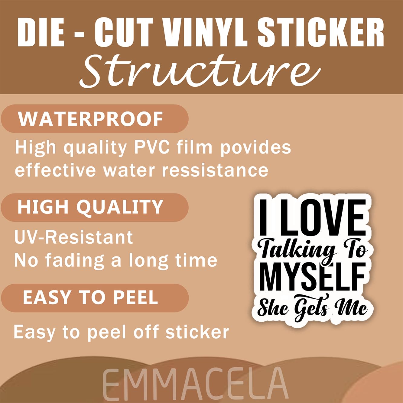 (3PCS) I Love Talking to Myself She Gets Me Sticker, Funny Sarcastic Stickers - Waterproof Vinyl Decal for Laptop, Tumbler, Water Bottle, Scrapbook, Gift for Women, Introvert 3" x 2.7 "