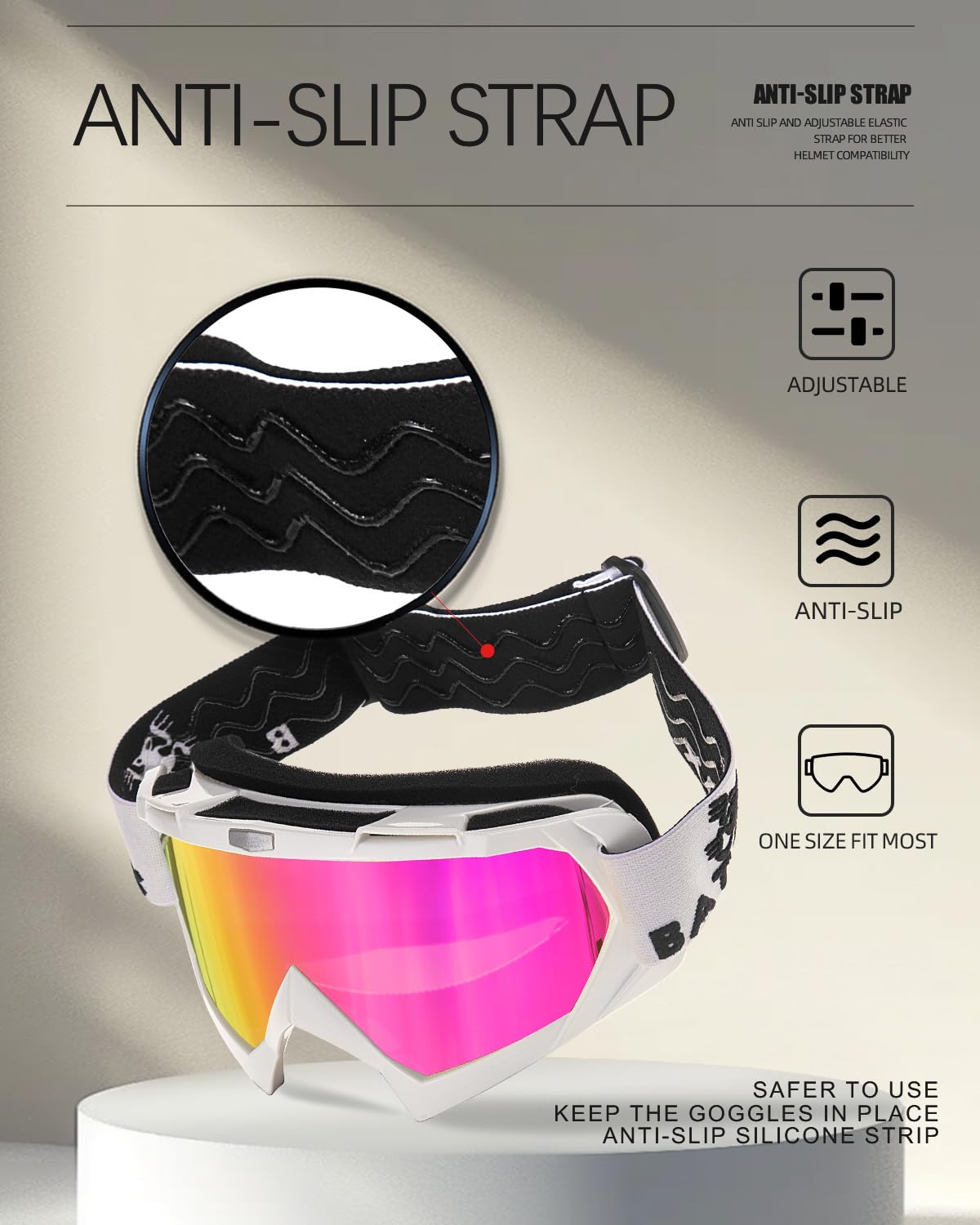 BATFOX Motorcycle Glasses Goggles Dirt Bike Motocross Safety ATV Tactical Riding (HD Purple-White Color, Adult)