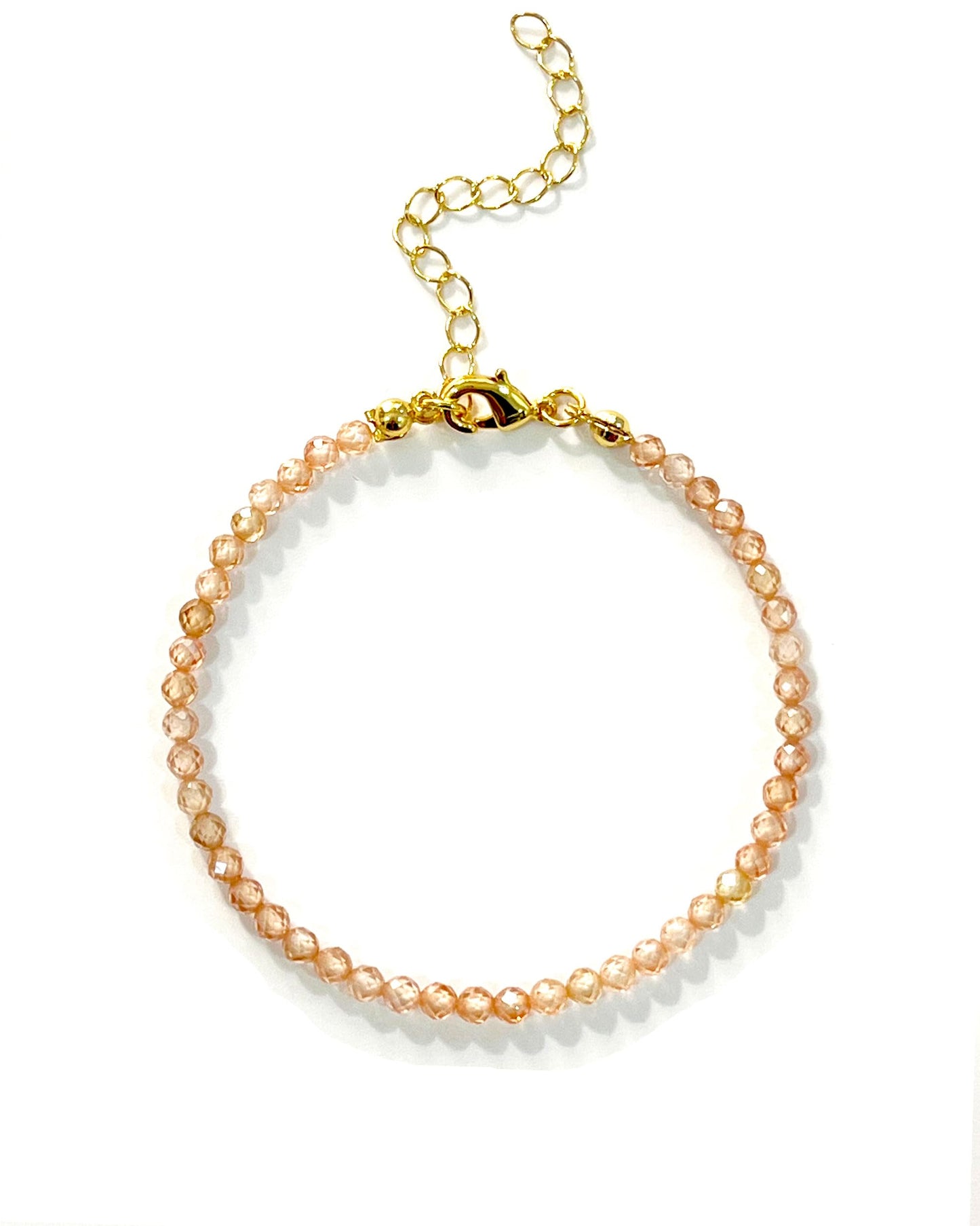 Withgenes Sparkly Champagne Gold Bracelet Exquisite Elegance CZ Crystal Gemstone Bead Bracelets 18K Plated Simple Jewelry Unique Present for Women