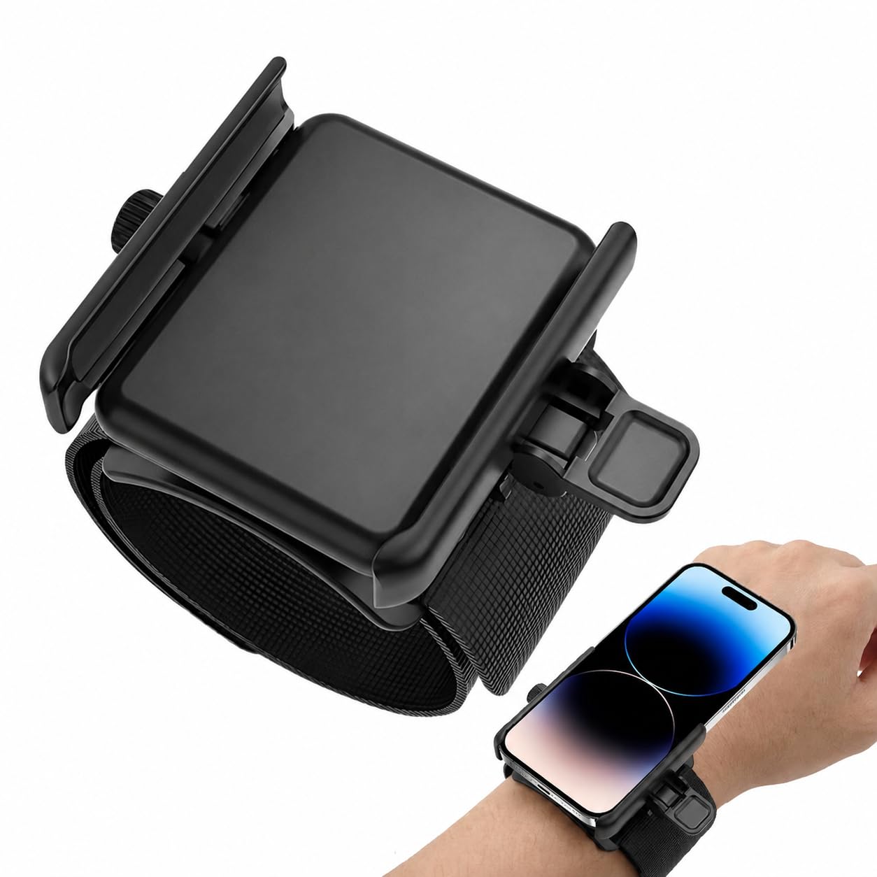 Wristband Phone Holder, No Screen Blocking, 360° Rotating Wrist Phone Mount, Memory Lock, Quick Release, for Android, iPhone 17/16/15/14/13 Pro Max/Pro/Mini/12/11/SE/Xs/XR/8 Plus, Fits 4–6.7" Phones"