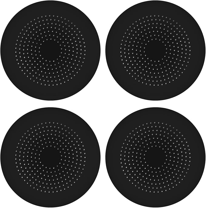 4-Pack Drain Hair Catcher Durable Silicone Hair Stopper Shower Drain Covers Easy to Install and Clean Suit for Bathroom Bathtub and Kitchen (New Black 4Pack)