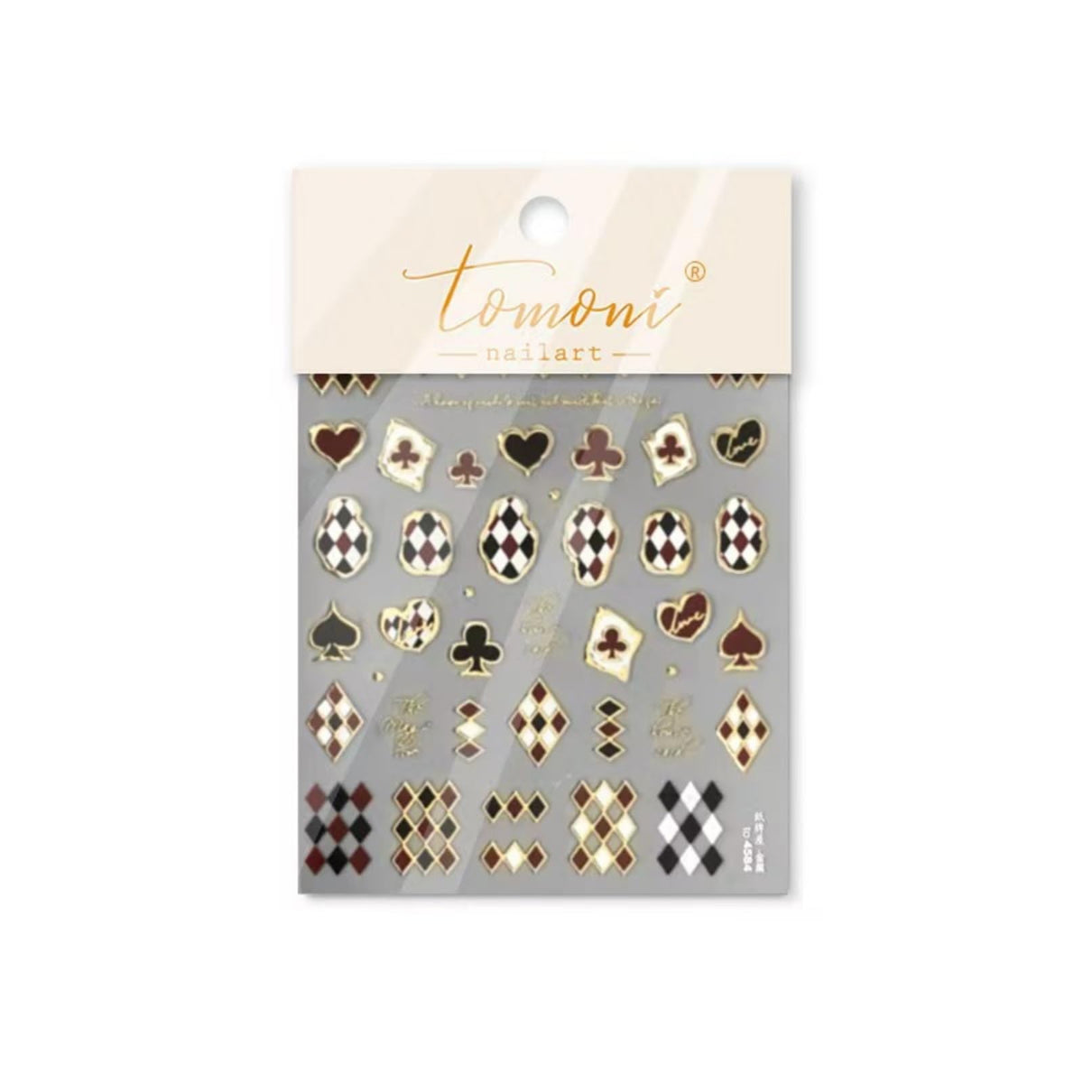 Red Black Nail Art Stickers Decals Poker Nail Stickers with Gold Design Lined Pattern Heart Nails Art Charms Self-Adhesive Star Moon Nails Supplies for Women Girls Manicure Decoration