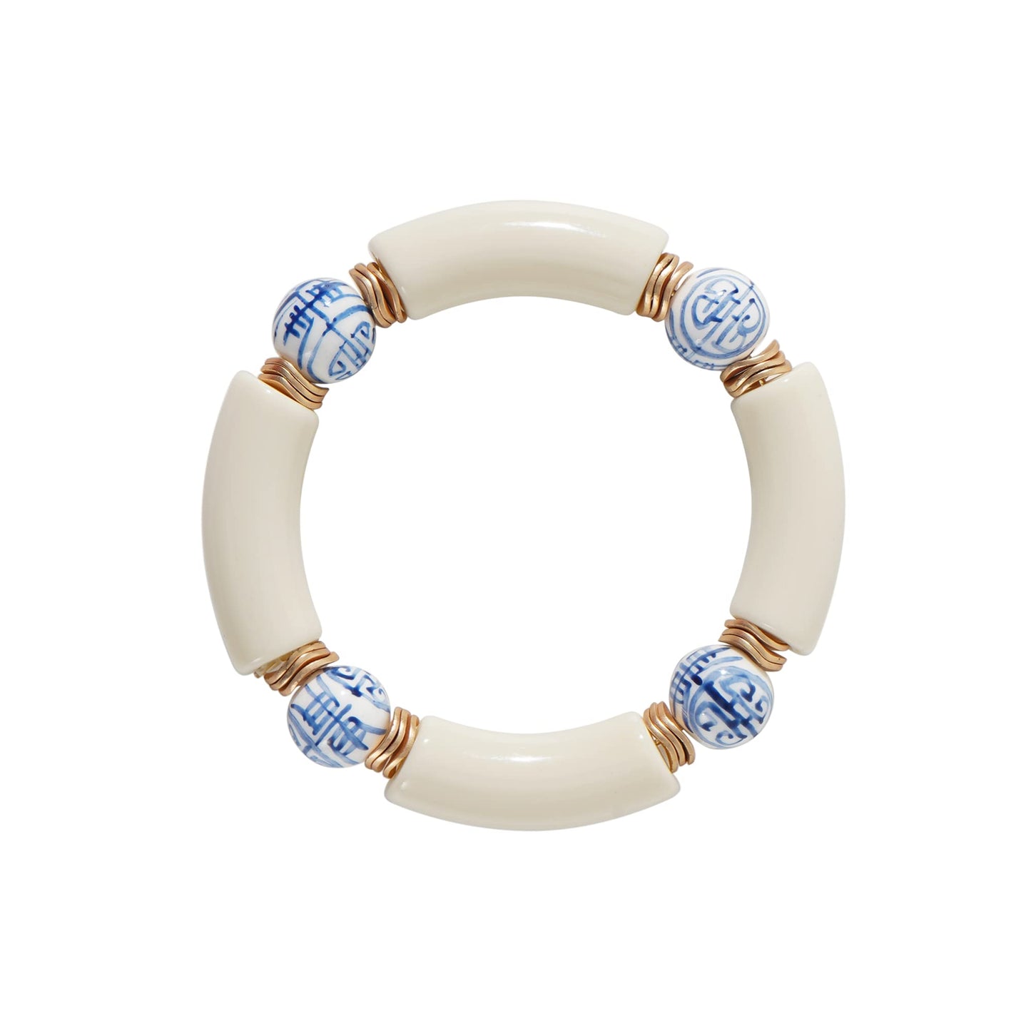 Sajidos Bamboo Tube Bangle Bracelets for Women Stacking Chunky Colorful Acrylic Beads Stretch Bracelets Friendship Summer Beach Bracelet Jewelry (A-Ivory)