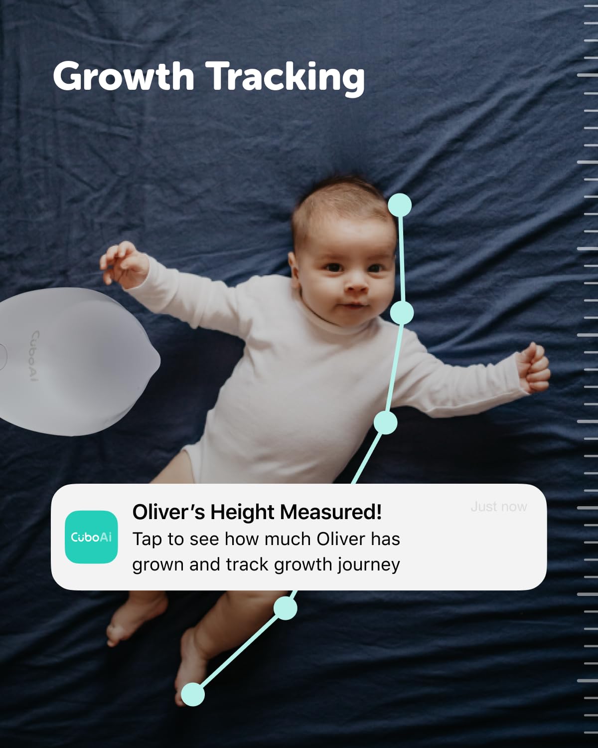 CuboAi 2025 New Model Smart Baby Monitor 3: Sleep Safety Alerts for Covered Face Rollover, 2.5K QHD Night Vision WiFi Camera, 2-Way Audio, Humidity Sensor, Lullabies. App Control (Floor Stand Set)