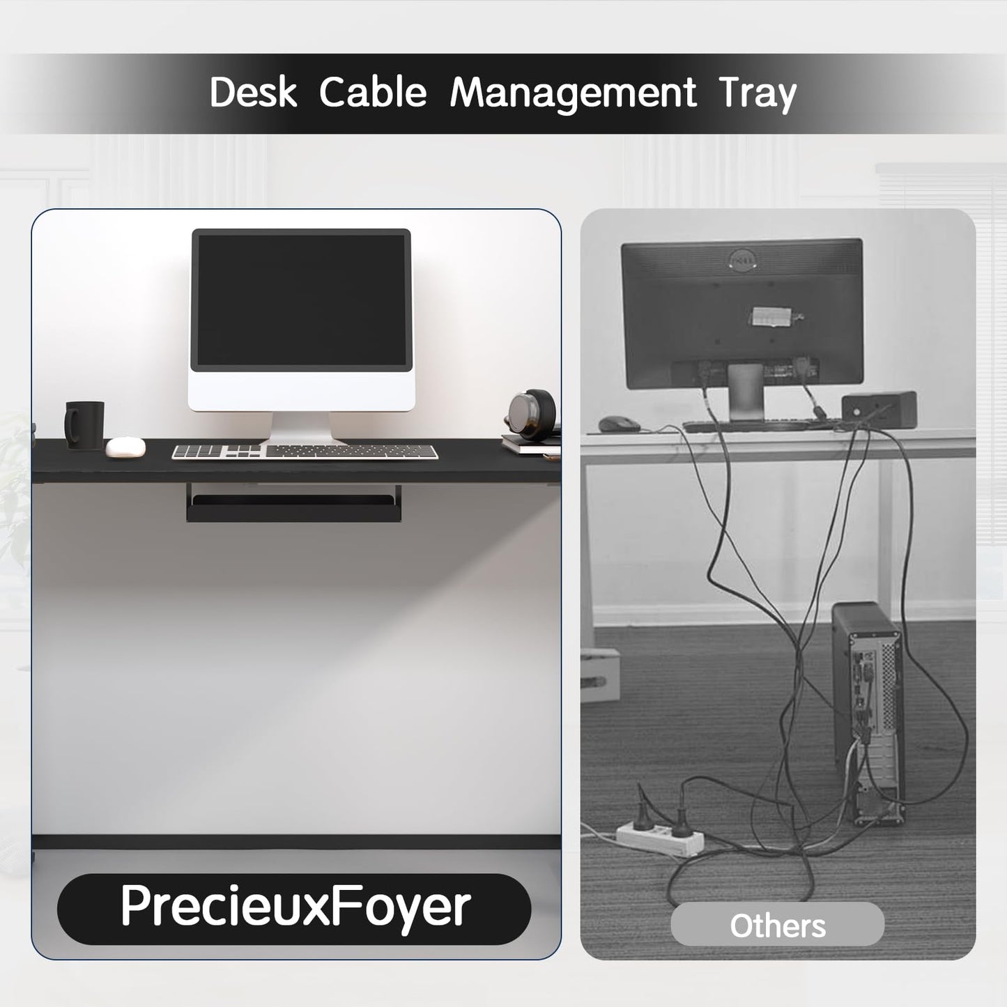 PrecieuxFoyer Dual Motor Standing Desk Frame, Electric Adjustable Legs with Memory Presets, Stand Up Desk Frame Workstation, with Cable Management Tray, Headphone Hook, Caster Wheels, for Home Office