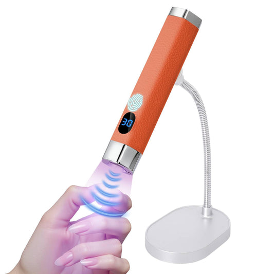 Lynsalene Handheld Mini UV Nail Lamp, Portable Flash Cure Light with Upgraded Magnetic Stand & Smart Sensor - Rechargeable Nail Dryer Fast Curing Gel Nails at Salon,Home & Travel (Orange)
