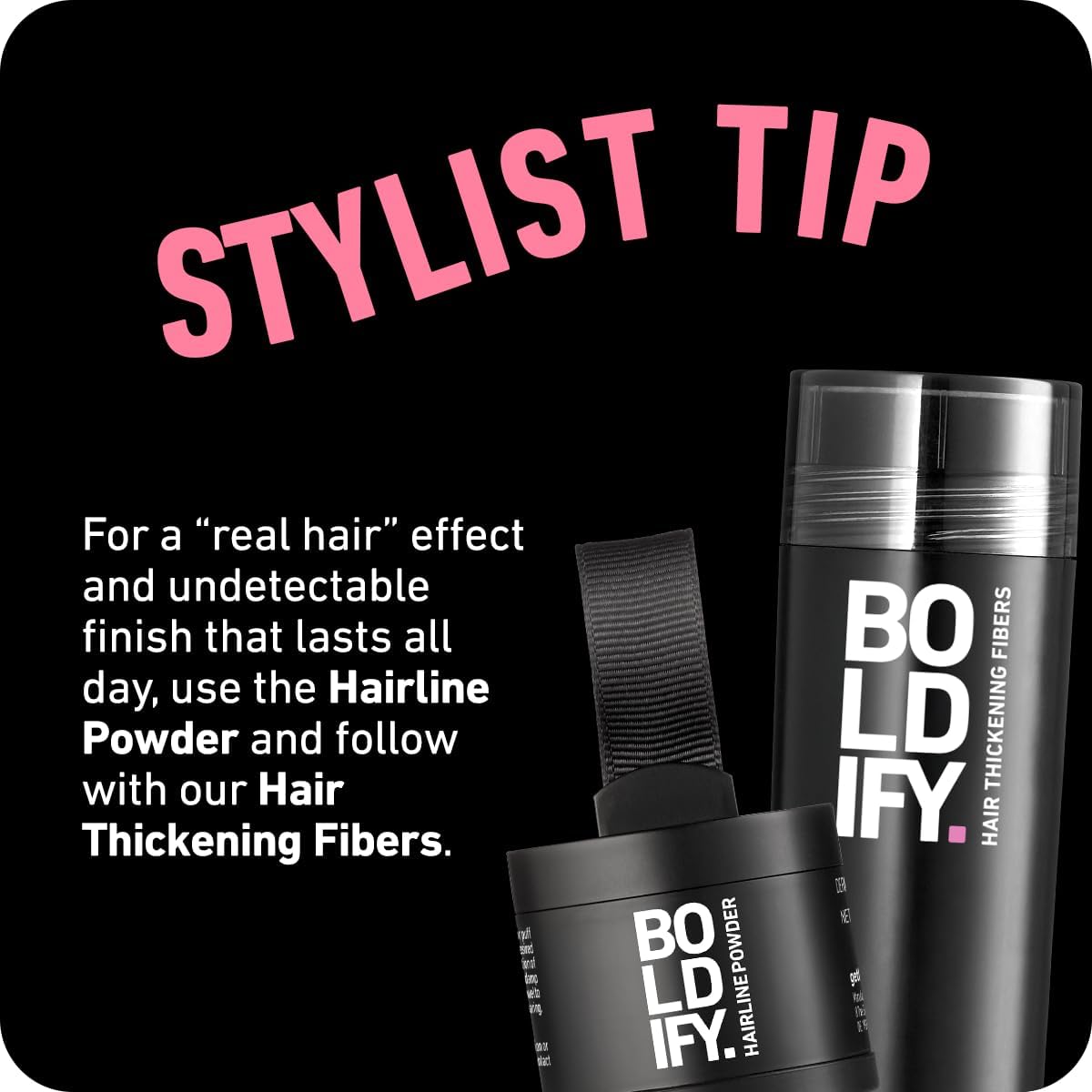 BOLDIFY Hairline Powder (LARGE, 10g) - Water-Resistant Root Touch Up Hair Color for Gray Coverage - 24-Hour Stain-Proof, Mess-Free Hair Powder for Thinning Hair - Black