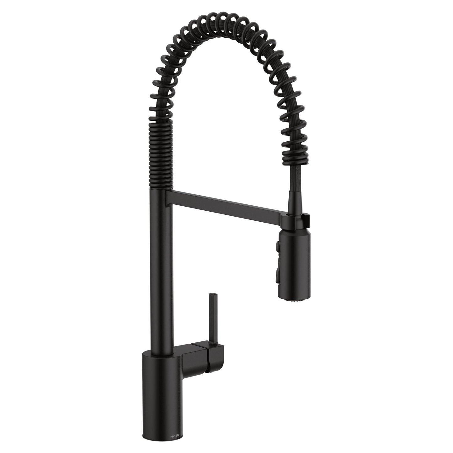 Moen Align Matte Black One-Handle Single Hole Pre-Rinse Spring Kitchen Faucet with Pull Down Sprayer and Power Boost, 5923BL
