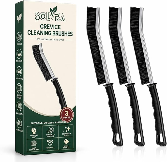 Crevice Cleaning Brush Set â 3Pcs Hard Bristle Cleaning Tools for Grout, Tile Floors, Gaps & Narrow Spaces â Small Grout Scrub Brush for Cleaning Bathroom, Shower, Window Tracks, Kitchen