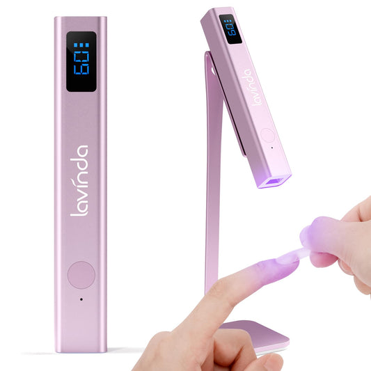 Lavinda Handheld UV Light for Gel Nails with Stand, Mini Nail Lamp with LCD Display, Portable Cordless Rechargeable UV Led Nail Lamp Nail Dryer for Fast Curing Gel Polish for Home DIY Manicure