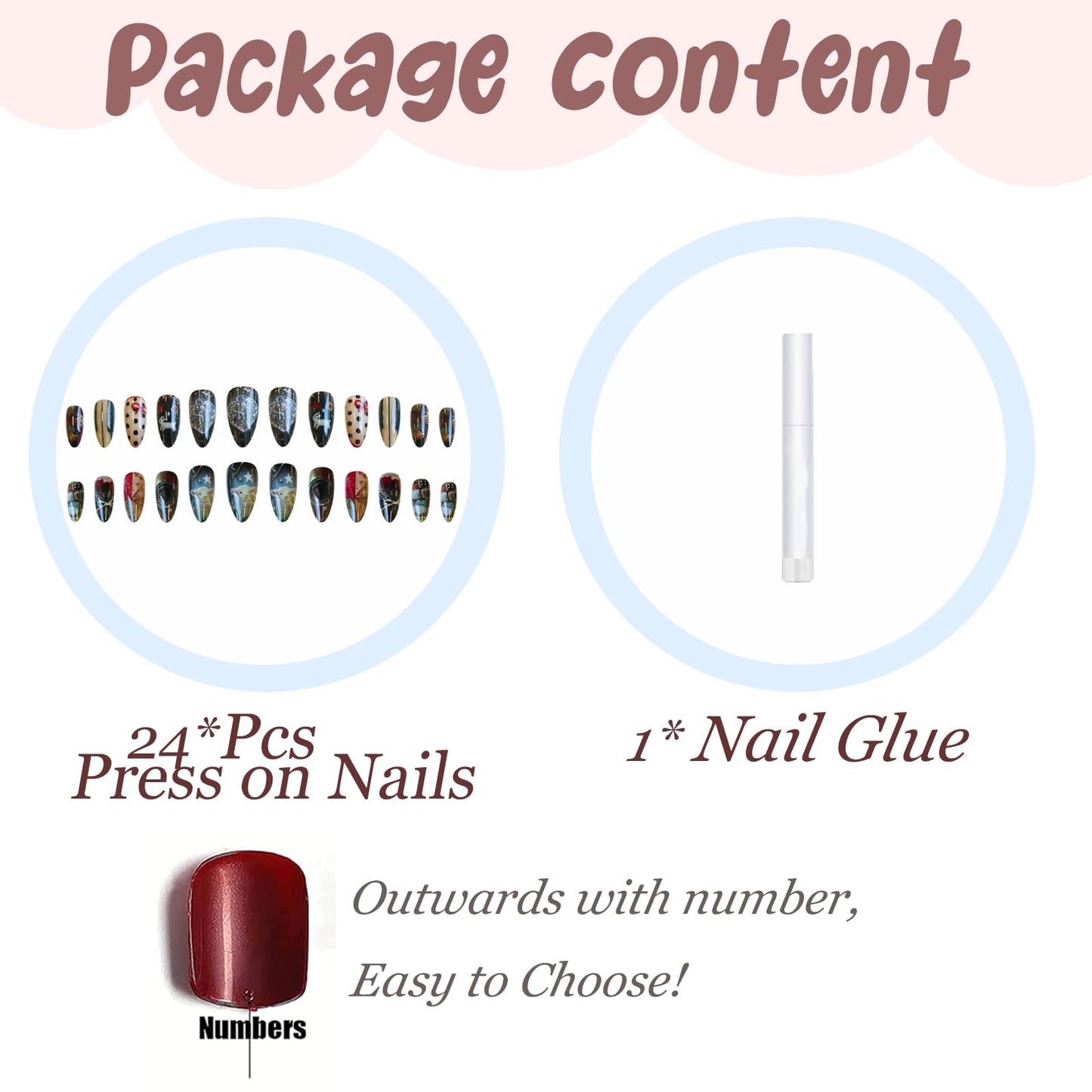 BABALAL Press on Nails Medium Almond Fake Nails Colorful Anime Glue ons Design Rabbit Sheep Flower Y2k Manicure Supplies Handmade Art 24Pcs Glossy Custom Full Cover Acrylic False Nails for Women Girls
