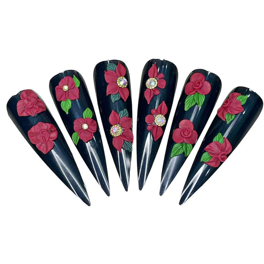 Set12Pcs Small 3D Acrylic Christmas Flowers Nail Art Charms -Small Flower Xmas Handmade by Acrylic Powder for Salon Nails Deco Noel(12Pcs SmallFlowers Christmas)