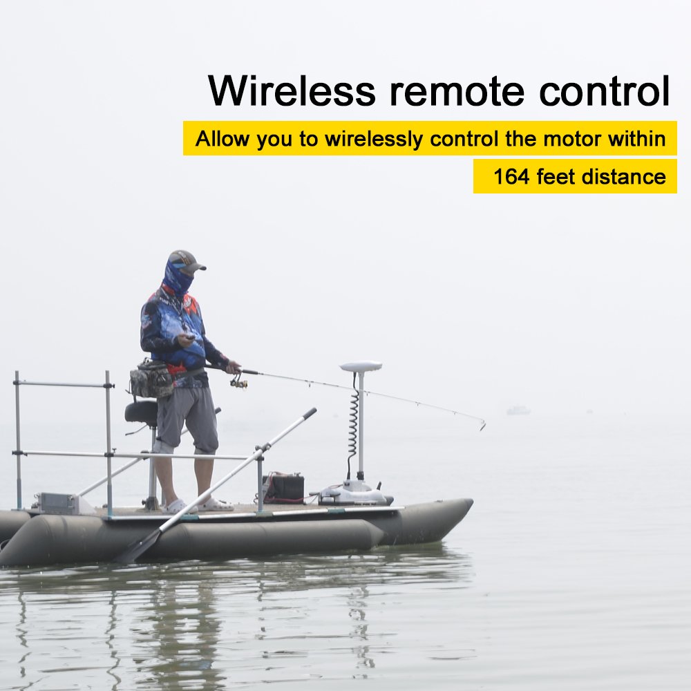 Zichen Haswing CaymanB Bow-Mount Trolling Motor with Wireless Remote Control - 55LBS Thrust, 54in. Shaft, for Fishing Boat in Freshwater & Saltwater
