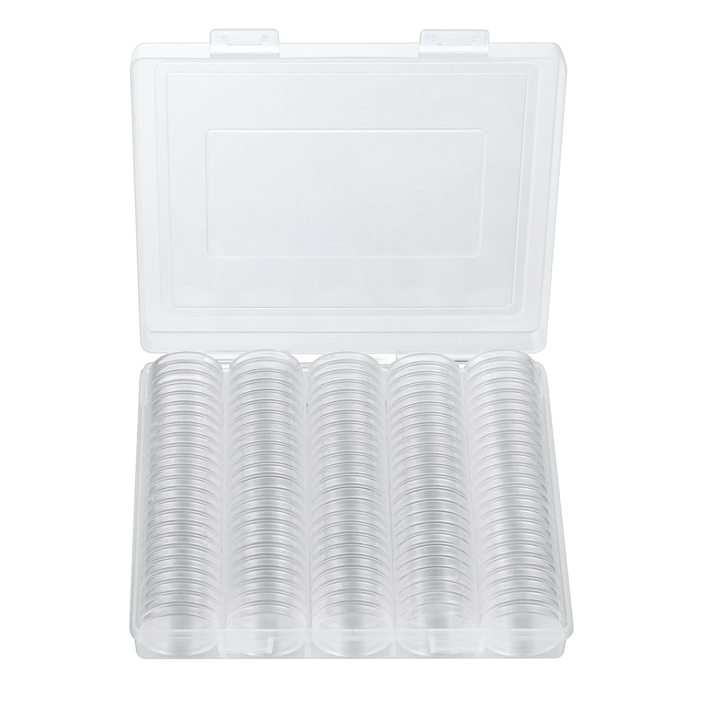 MUQING 240 PCS 30mm Plastic Coin Capsule Holder, 5 Sizes Protect Gasket Coin Case for Collectors, Round Coin Collecting Supplies with Storage Box