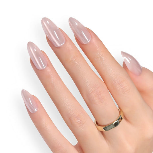 Long Press on Nails Almond Fake Nails Glass Nails Press ons with Design,Reusable Artificial Nail Full Cover Glue on Nails for Women Manicure 24Pcs