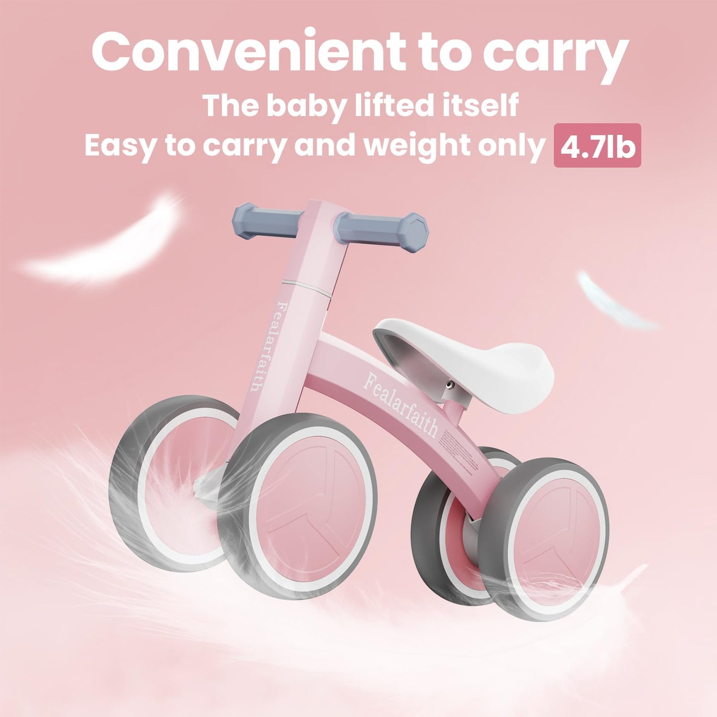 Baby Balance Bike for 1 Year Old Boys Girls, Toddler First Bike with 4 Colorful Lighting Wheels | 10-36 Month Toddler Balance Bike | First Birthday Gifts (Baby Pink)
