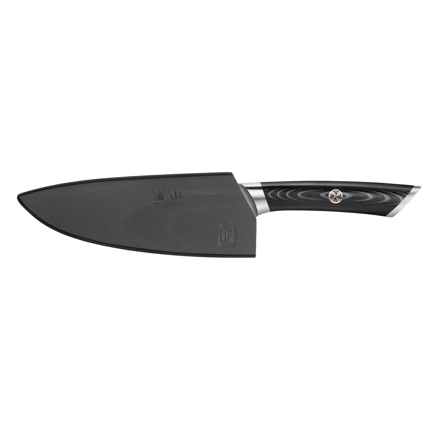 Cangshan KURO Series 6-Inch Chef's Knife with Sheath, High Carbon X-7 Damascus Steel, 504272