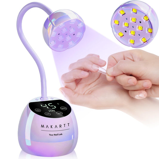 Makartt UV LED Nail Lamp - Gooseneck UV Light for Gel Nails USB 39mW/cm² Cordless Flash Cure Lamp with 4 Times & Auto Sensor Nail Dryer Fast Curing Nail Art Design for Salon Home DIY (Glazed Purple)