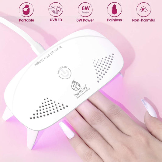 Beetles Uv Light for Nails Mini Nail Lamp Poly Nail Gel Curing Lamp Nail Gel Portable UV Led Nail Light for Gel Top Coat Gel Nail Polish Manicure Tool DIY Nail Art