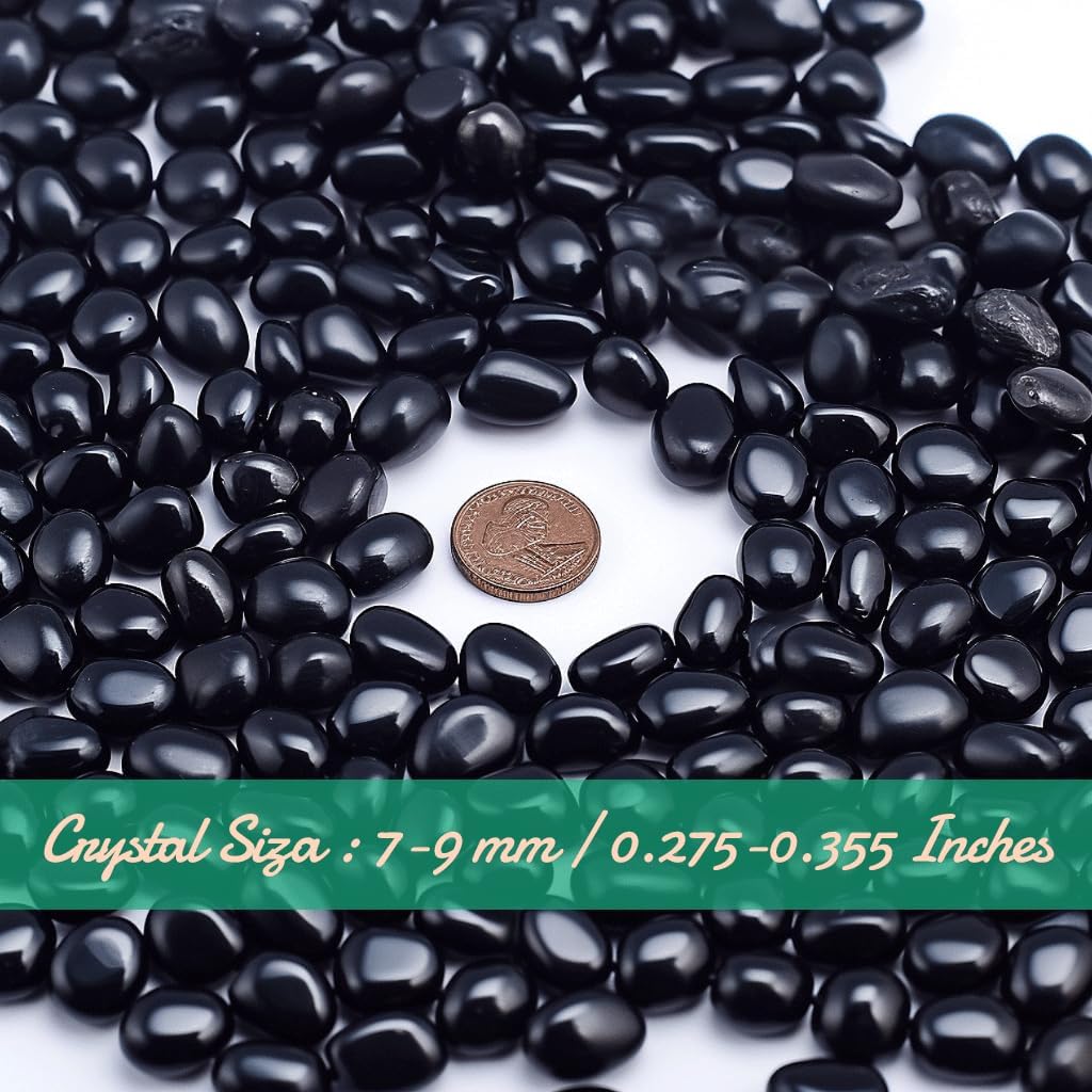 SigMntun Polished Obsidian Crystal Chips 200 Pcs - 0.3" 10 oz Tumbled Stone Chips Crushed Sea Glass Stones Healing Reiki Crystal Making Home Decoration