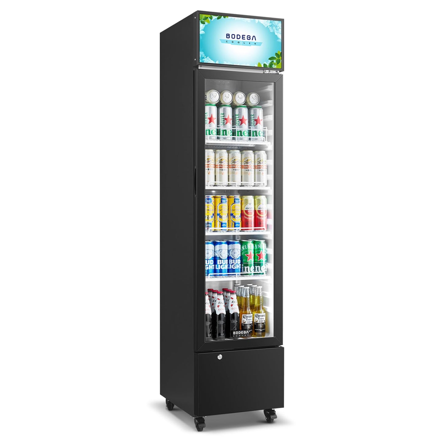 BODEGACOOLER Beverage Refrigerator and Cooler, 7.71 Cu. Ft Commercial Refrigerators for Drink, Beer, Tall Commercial Cooler for Beer, Soda, Single Door Display fridge
