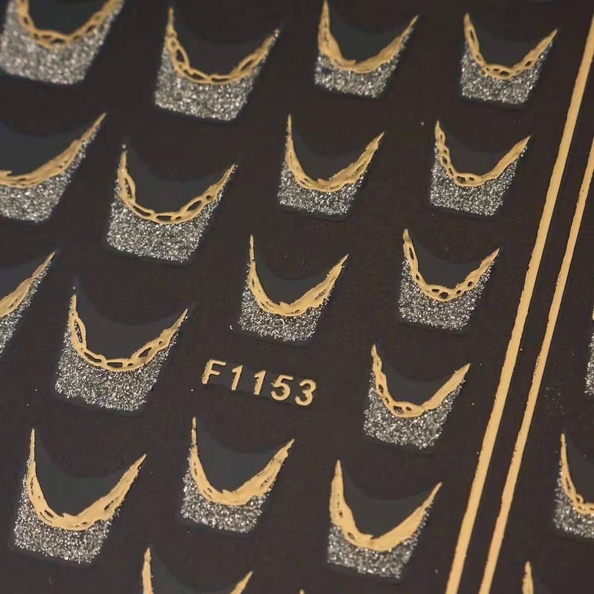 French Line Nail Art Stickers Golden Glitter French Tip Nail Decals Nail Art Supplies 6PCS Stripe Tape Wave Butterfly Nails Adhesive Sliders Manicure Sticker for Nails Women Daily DIY Nail Decorations