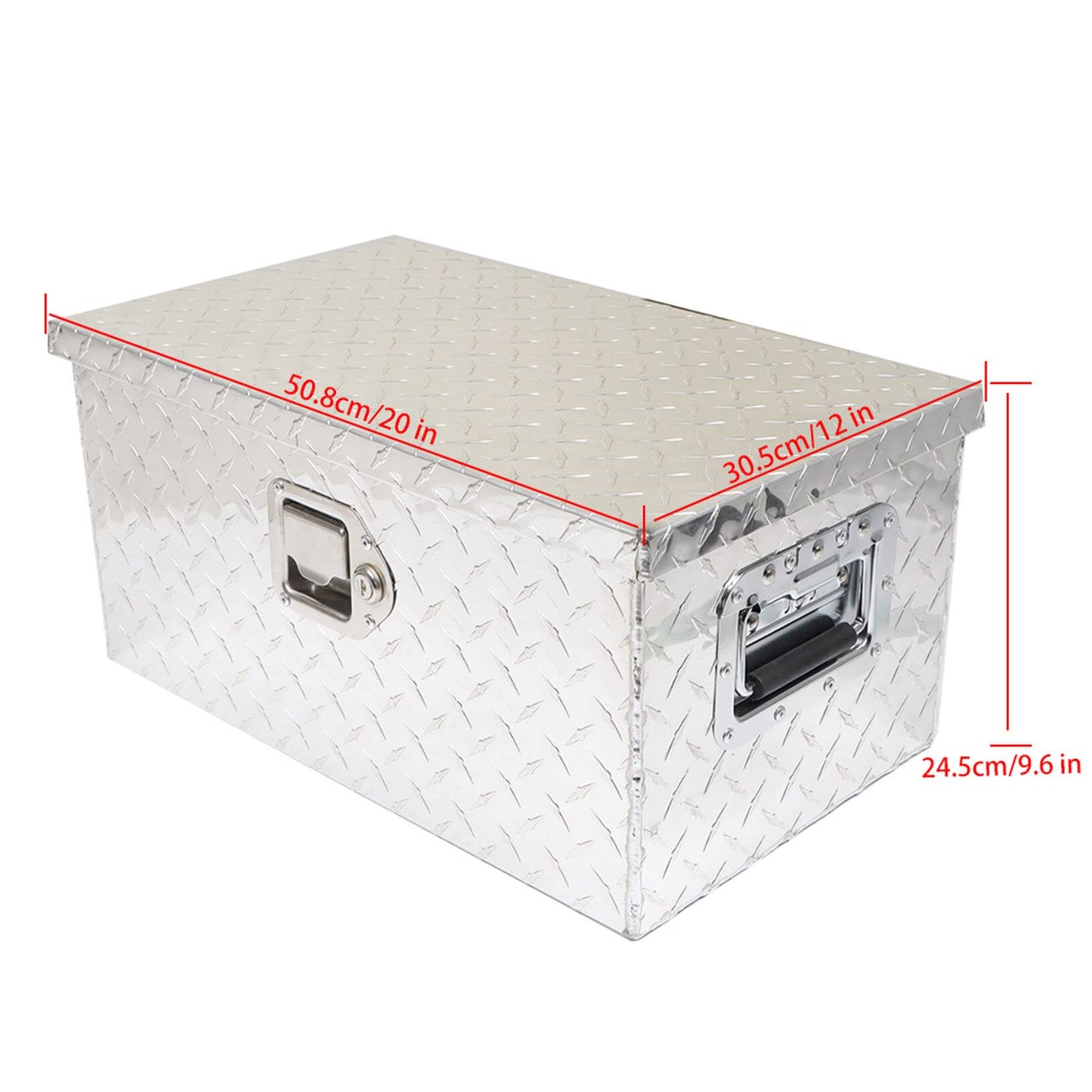 LABLT 20 Inch Aluminum Diamond Plate Tool Box Organizer Silver With Lock Key