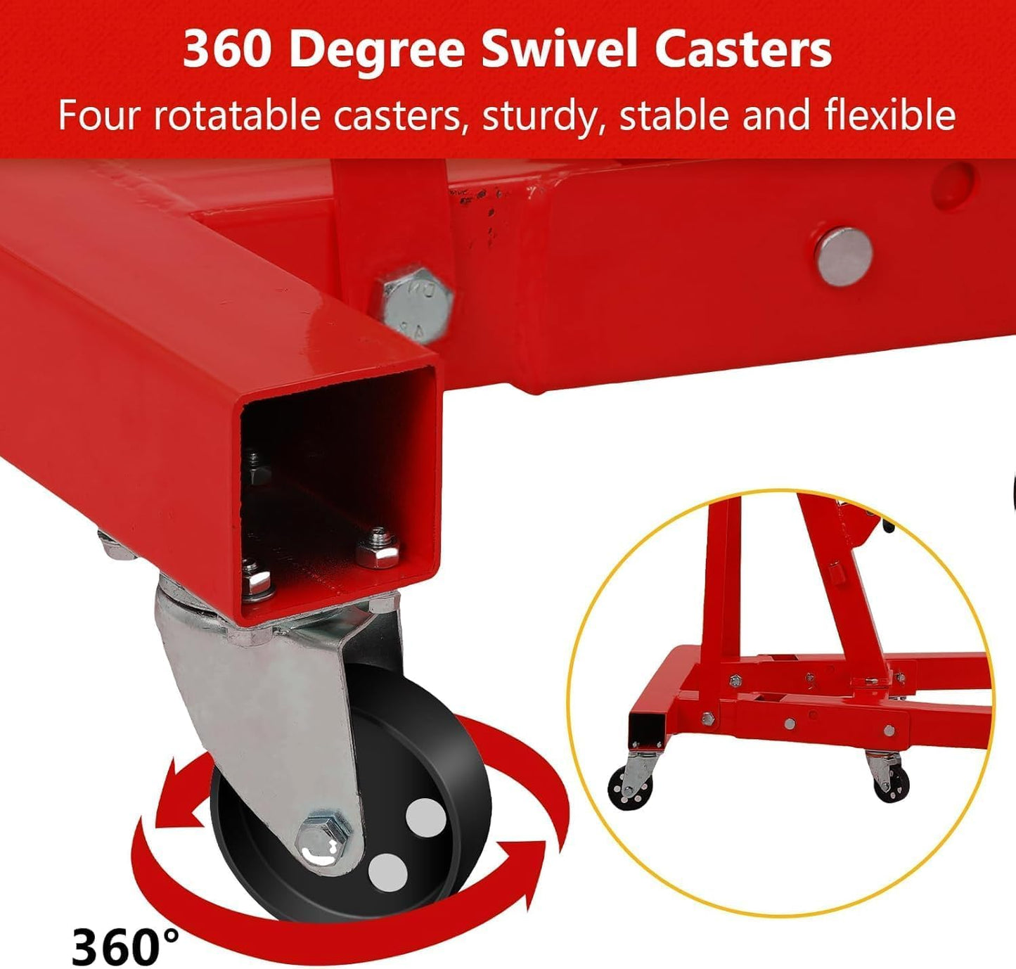 PeacefulHues 2 Ton Engine Hoist, 4400 LB Mobile Cherry Picker Engine Lift Hydraulic Tilting Engine Shop Crane with 6 Casters & Telescopic Boom for Garage, Workshops, Auto Repair