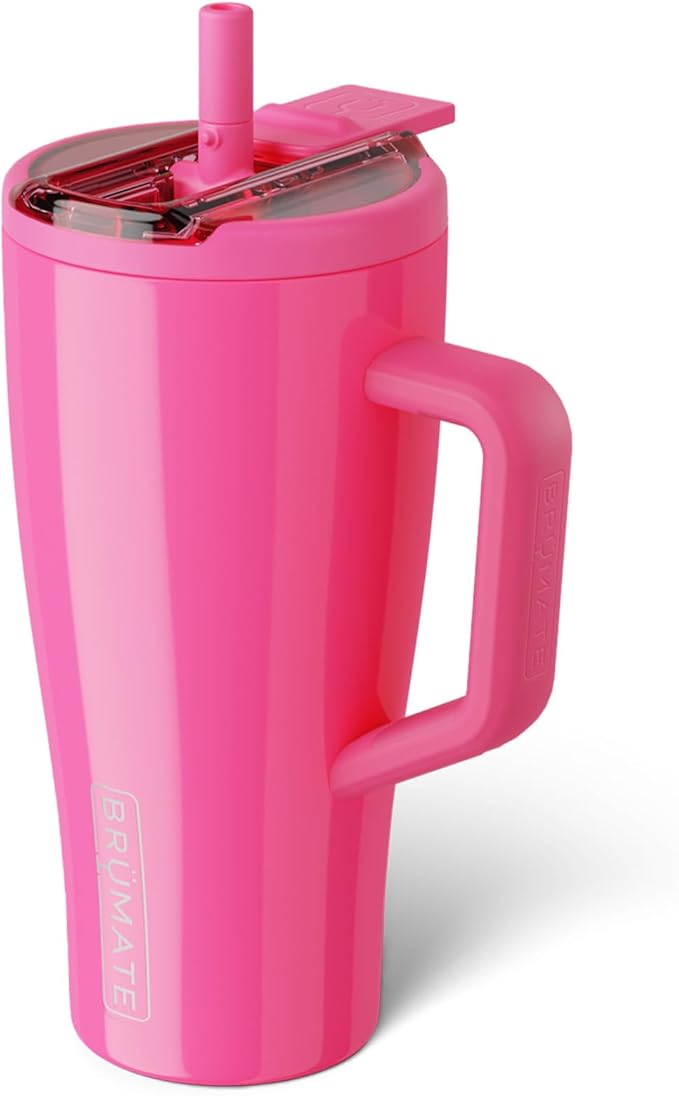 BrÃ¼Mate Era Flip 30oz Tumbler with 100% Leakproof Covered Straw Lid | Hygienic Covered Straw | Insulated Stainless Steel Water Bottle with Handle | Cup Holder Friendly | BPA-Free (Neon Pink)