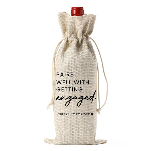 FBCCZEY Engaged Gifts, Engagement Gifts for Couples Her, Engagement Party Decorations Gifts for Engaged Couple Wine Bag, Pairs Well with Getting Engaged Wine Bottle Bag