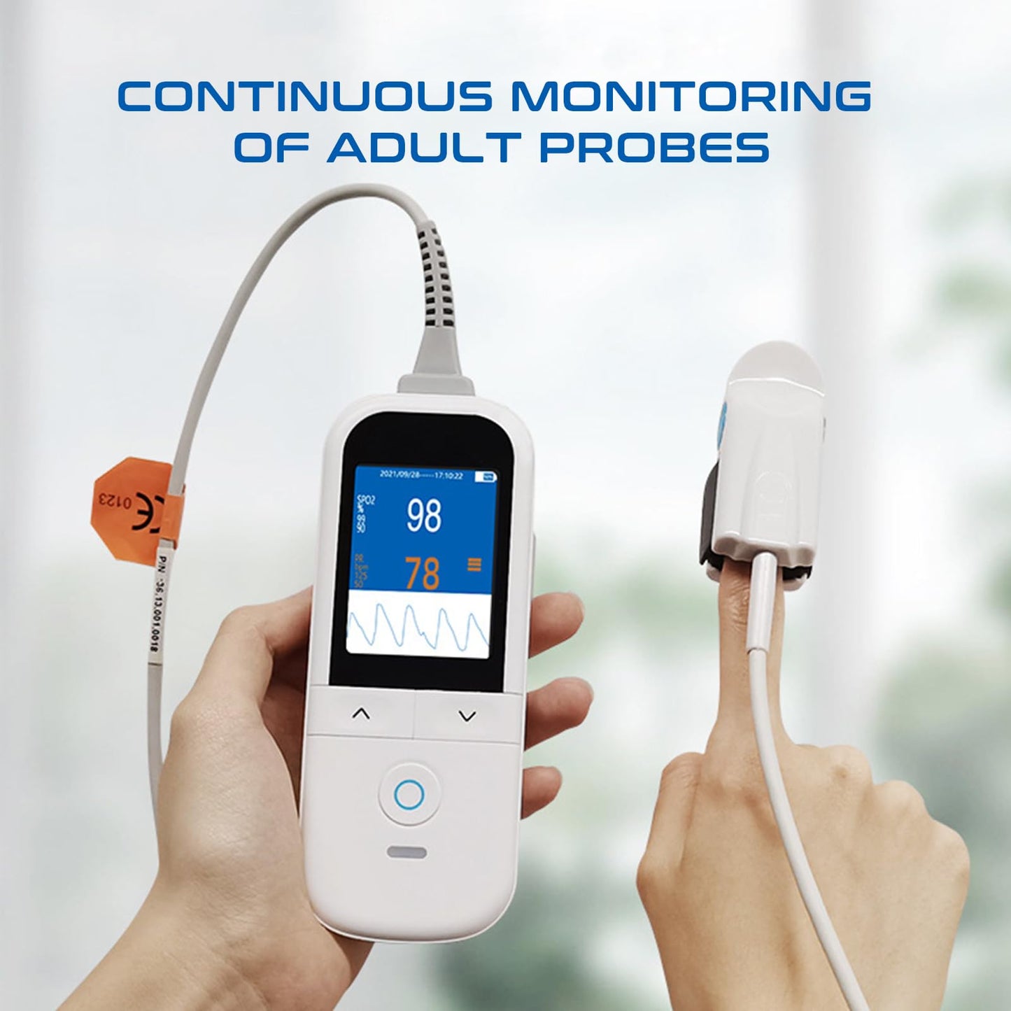 Handheld Pulse Oximeter for Baby and Adults, Fast SpO2 Reading Oximeters Accurate Infants Oxygen Saturation Monitor with Alarm Toddler Adjustable Rechargeable Continuous Monitoring Overnight for Family