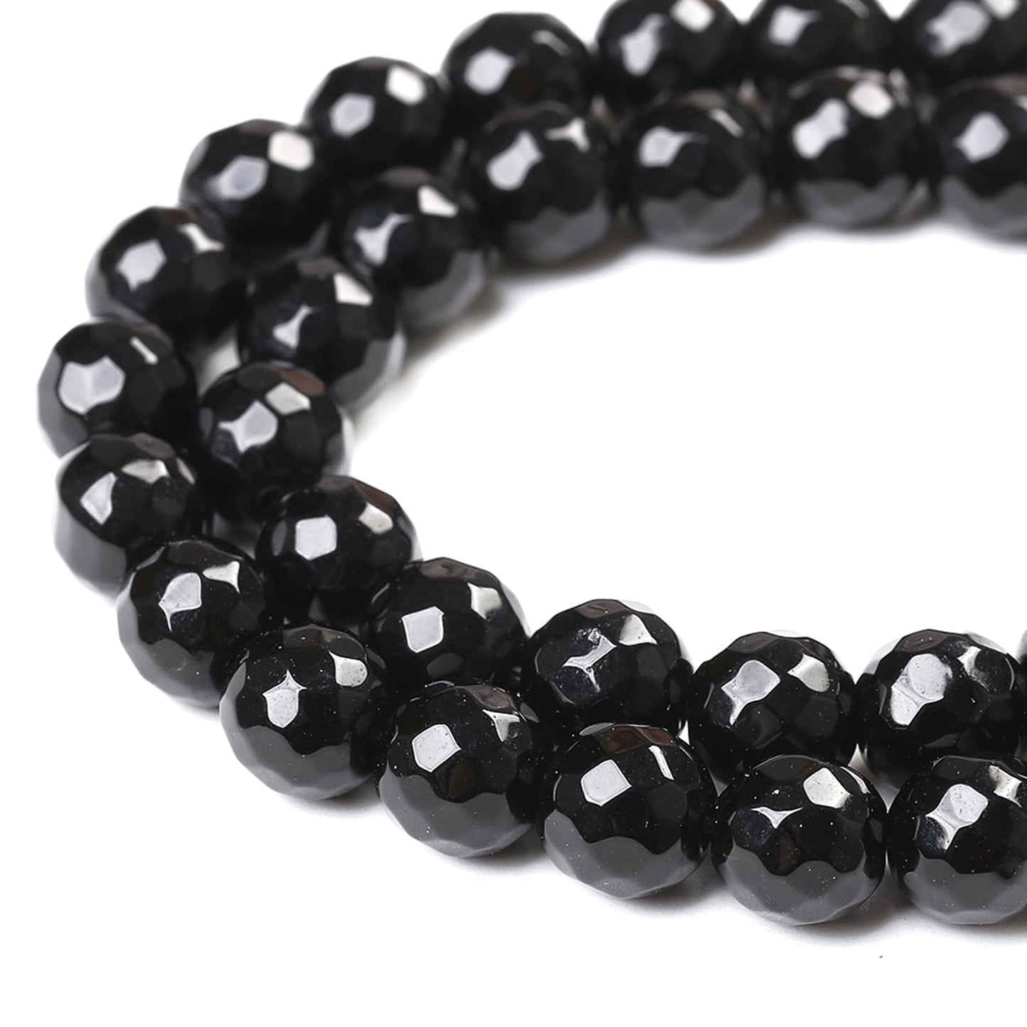32pcs 12mm Natural Faceted Black Agate Stone Beads for Jewelry Making Energy Healing Beads DIY Bracelet Necklace Accessories 15" (12mm, Faceted Black Agate)