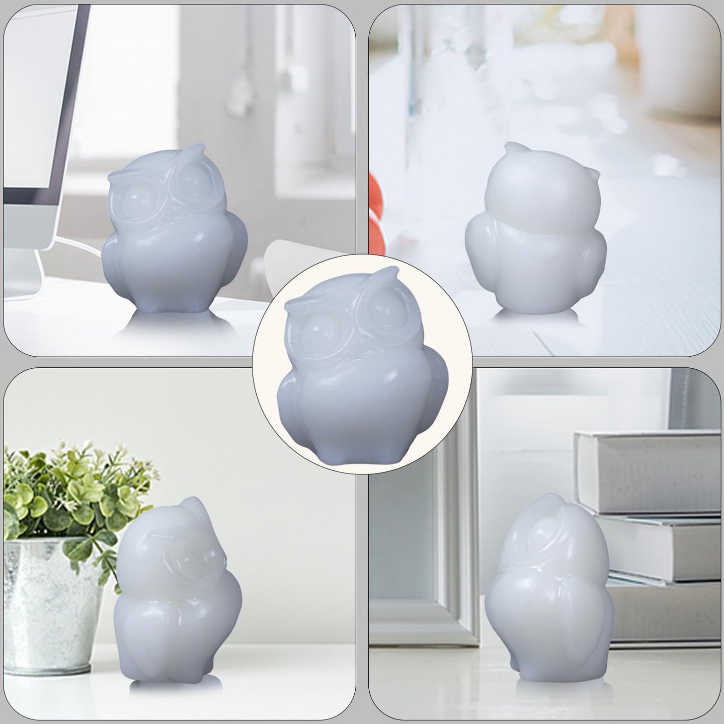 QLRSUXN 2 Inch Owl Figurine Handcrafted,White Jade Healing Crystal Animal Sculpture,Home Decor Unique Gift for Collectors,Crystal Artwork Nature Lovers Birthday Anniversary Present Spiritual Gift