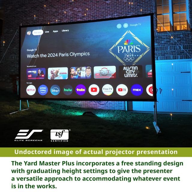 Elite Screens Yard Master Plus, 100-INCH 16:9, 8K 4K Ultra HD 3D Ready Indoor/Outdoor Portable Home Movie Theater Projector Screen, Front Projection - OMS100H2PLUS | US Based Company 2-YEAR WARRANTY