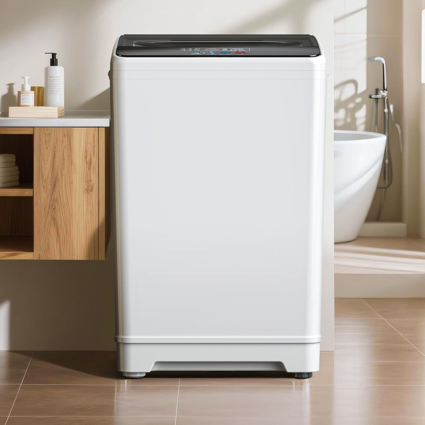 TABU 18lbs Portable Washing Machine, 2.4 Cu Ft Full Automatic Washing Machine with Drain Pump, Automatic Washer and Dryer with 10 Wash Programs & 8 Water Levels for Home, Apartment, RV, White