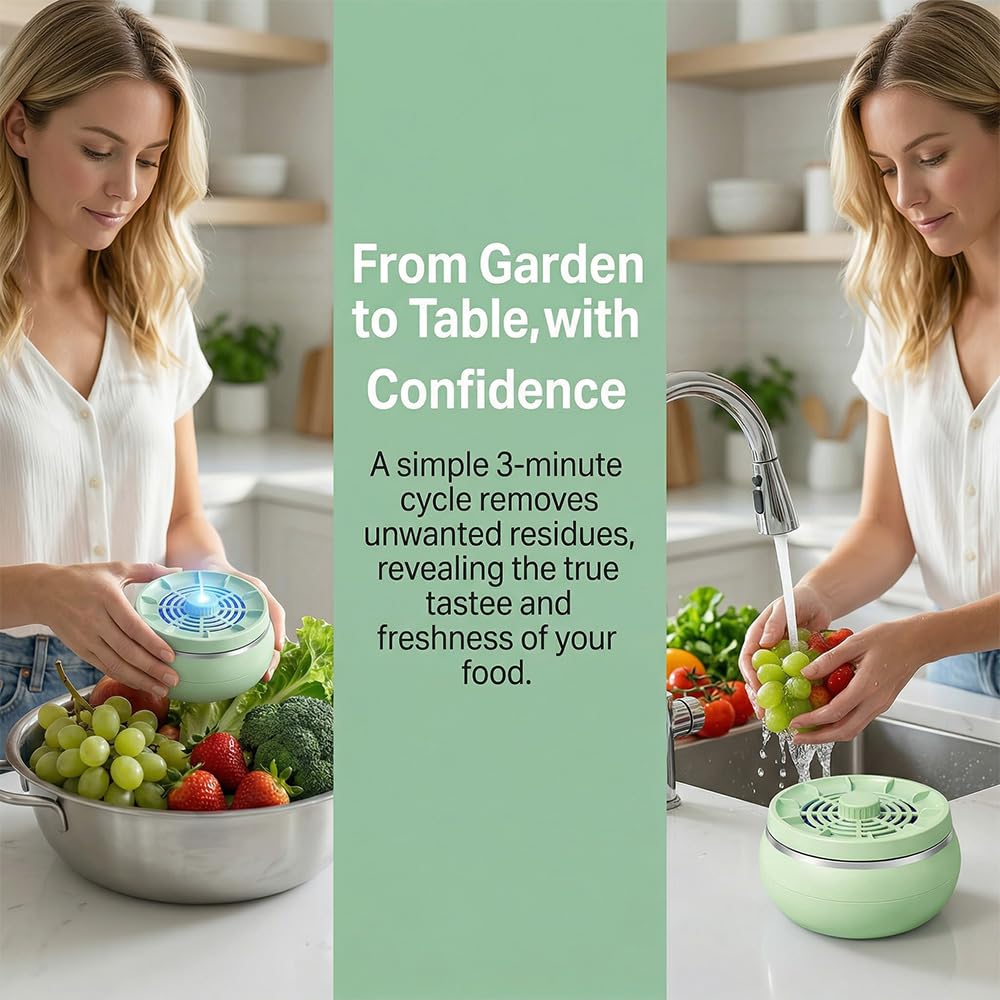 Fruit and Vegetable Washing Machine, Upgrade Portable Wireless Fruit Cleaner Device 3600mAH 4 Modes 3 Minutes of Deep Cleansing for Fruits Vegetables Meat and Tableware (White)