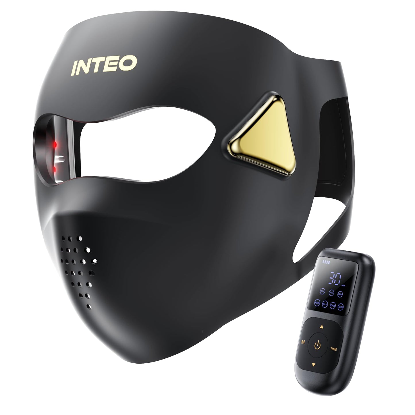 Red Light Therapy for Face，4D Red Light Therapy Mask with 4 Color Light Modes (Red+Infrared/Red/Blue/Orange), 850NM Infrared LED Face Mask Light Therapy with 4000mAh Rechargeable Remote, Timer