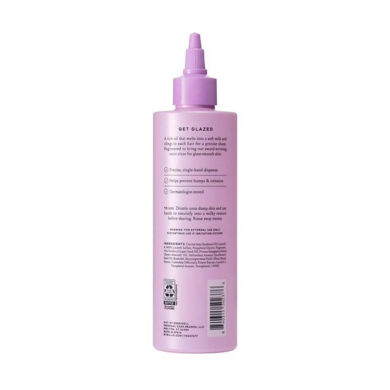 Billie Shave Glaze - Shaving Oil - Oil-to-milk shave protection - Lavender Milk scent - 8oz